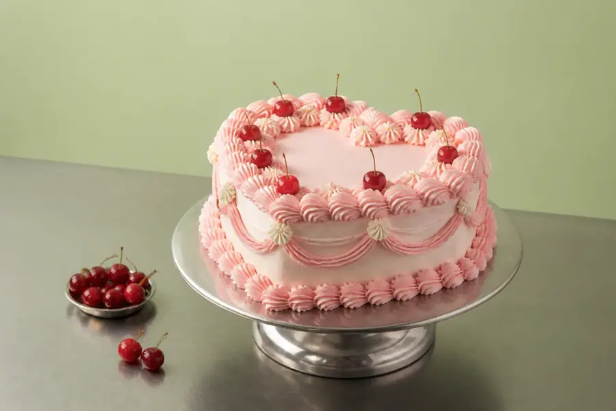 Pink buttercream celebration cake with piped details