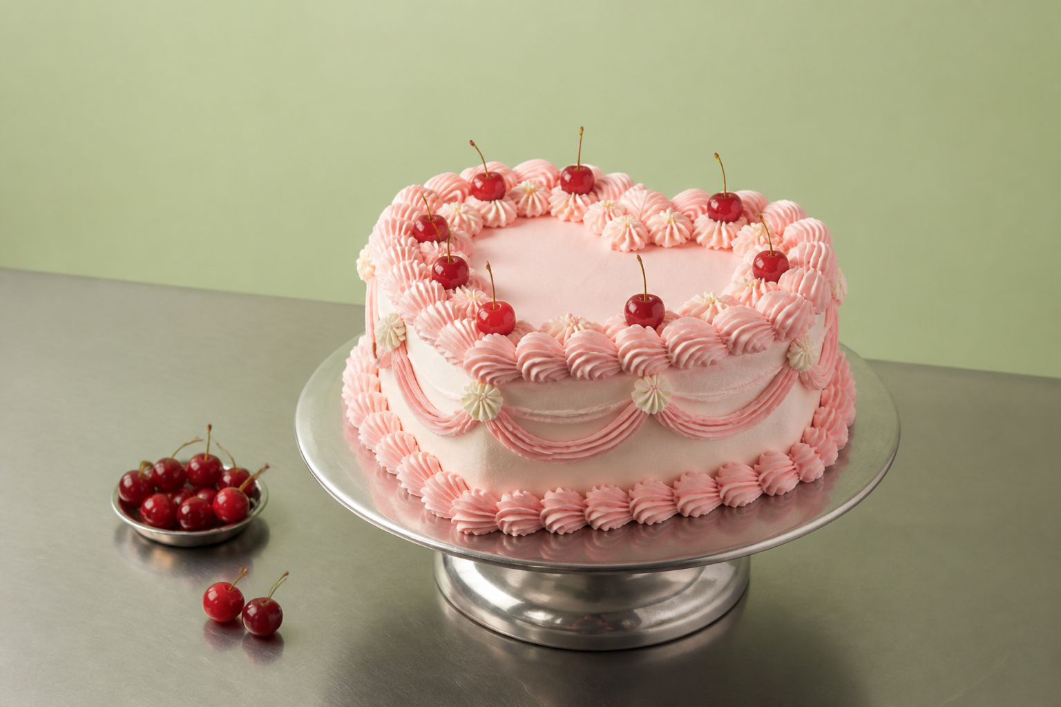 Decorated celebration cake prepared for serving